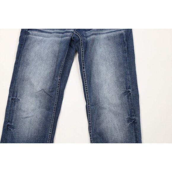 Buckle BKE Mens 28x34 Faded Thick Stitch Stretch Jake Bootcut Denim Jeans Blue - Picture 3 of 14